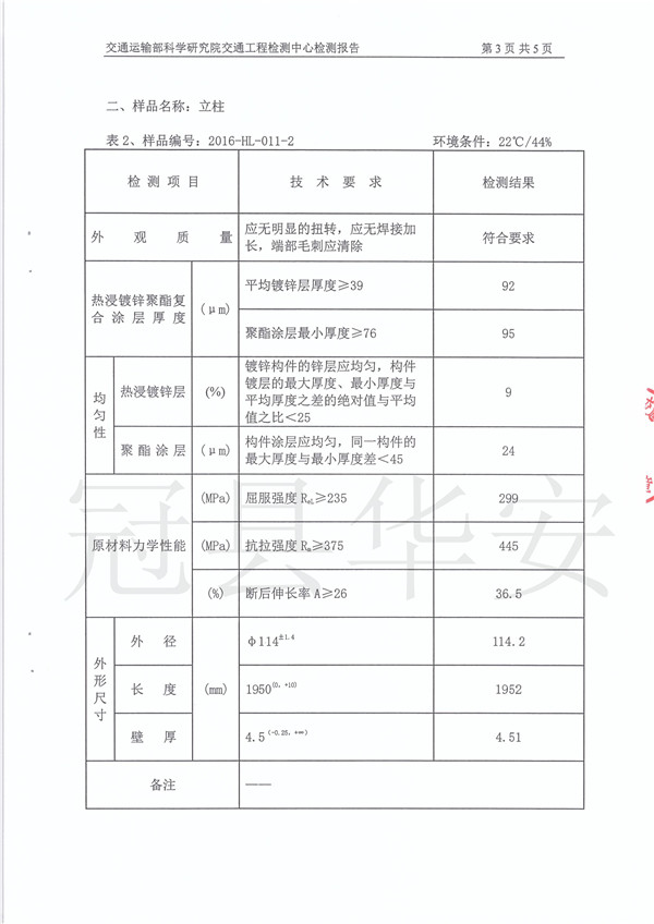 喷塑波形护栏检测报告 喷塑波形护栏检测报告